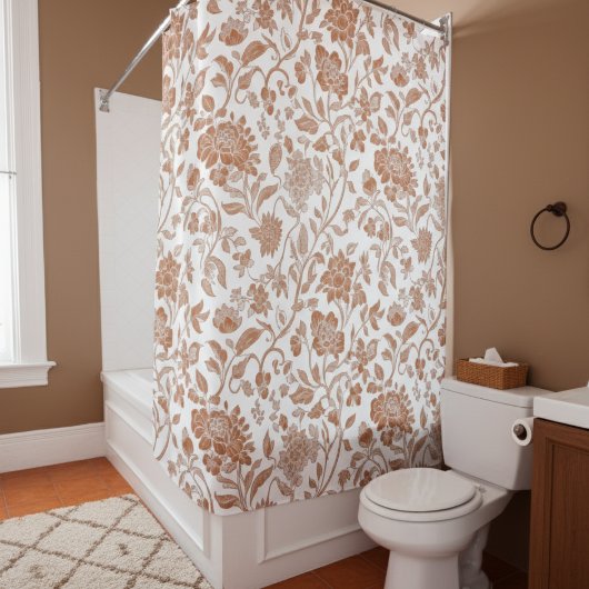 Blumen Terrakotta-Toile-Muster Duschvorhang