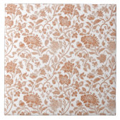 Blumen Terrakotta-Toile-Muster Fliese (Vorderseite)