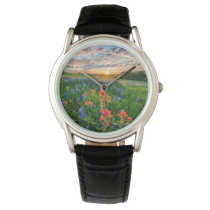 Blumen Texas Bluebonnets & Indian Paintbrush Armbanduhr