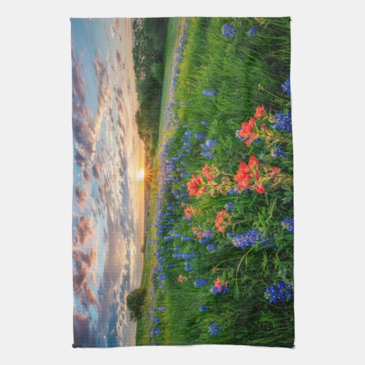 Blumen | Texas Bluebonnets & Indian Paintbrush Geschirrtuch (Vertikal)