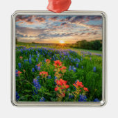 Blumen | Texas Bluebonnets & Indian Paintbrush Ornament Aus Metall (Vorne)