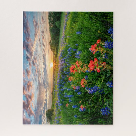 Blumen | Texas Bluebonnets & Indian Paintbrush Puzzle (Vertikal)