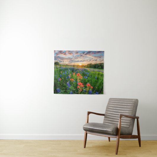 Blumen | Texas Bluebonnets & Indian Paintbrush Wandteppich (Beispiel (Horizontal))