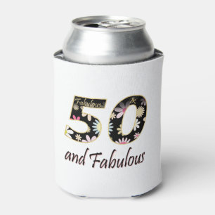 Blumen-Text 50 und fabelhaftes 50. Dosenkühler