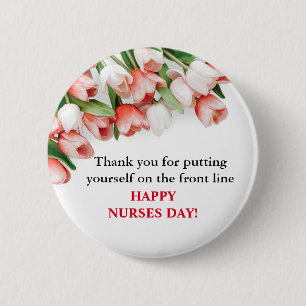 Blumen-Thank-You- & Frohen Tag der Pflegekräfte-Bu Button
