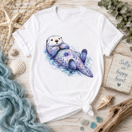 Blumen-Thema Seeotter T-Shirt