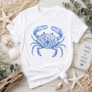 Blumen-Themen-Krabben-Töpferei-Kunst T-Shirt