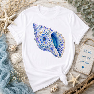 Blumen-Themen-Muschel-Kunst T-Shirt