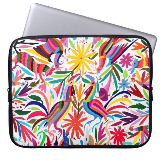 Blumen-/Tiermuster bunten Otomi Druck-, Laptopschutzhülle (Vorderseite)