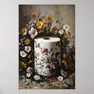 Blumen-Toilettenpapierrollen-Druck, Dark Academia Poster