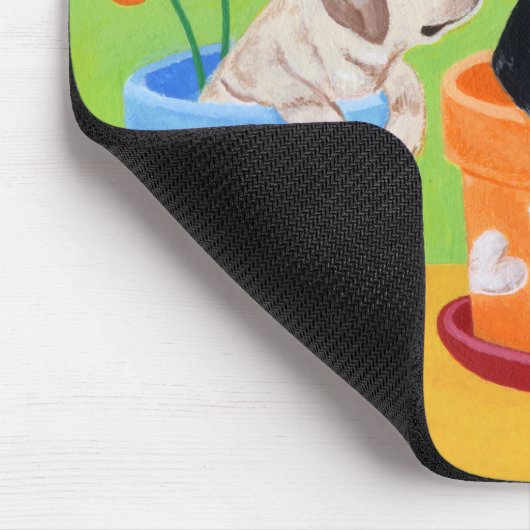 Blumen-Topf-Labrador-Welpen Mousepad (Ecke)