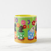 Blumen-Topf-Labrador-Welpen Zweifarbige Tasse (Mittel)