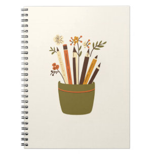 Blumen-Topf-Studie Ästhetisches Notizbuch Notizblock