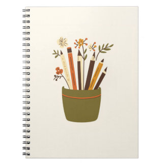 Blumen-Topf-Studie Ästhetisches Notizbuch Notizblock