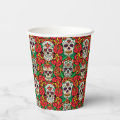Blumen-Totenkopf-Muster Pappbecher (Rückseite)