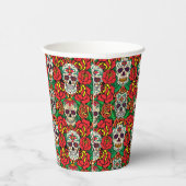 Blumen-Totenkopf-Muster Pappbecher (Rechts)