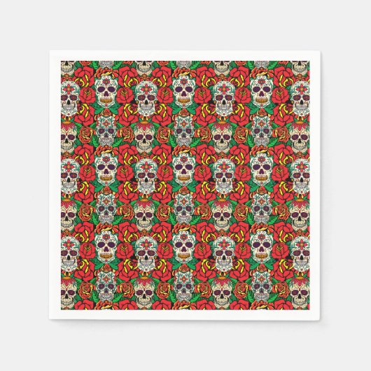 Blumen-Totenkopf-Muster Serviette (Vorderseite)
