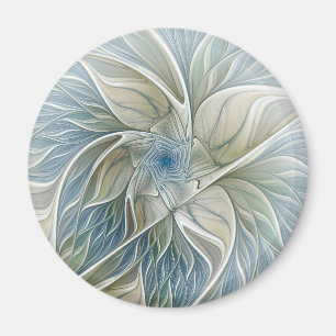 Blumen-Traum-Muster abstrakt blau khaki Fraktal Magnet