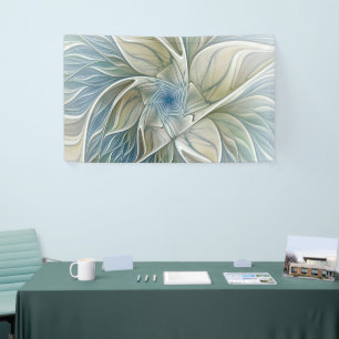 Blumen-Traum-Muster abstraktes Blau Khaki Fraktal Banner
