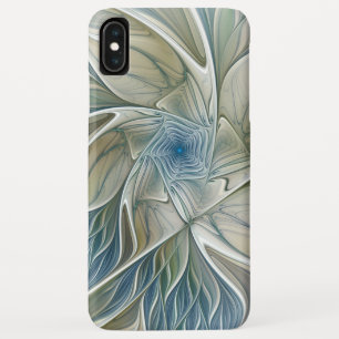 Blumen-Traum-Muster abstraktes Blau Khaki Fraktal Case-Mate iPhone Hülle