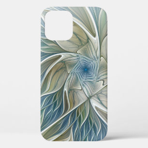 Blumen-Traum-Muster abstraktes Blau Khaki Fraktal Case-Mate iPhone Hülle