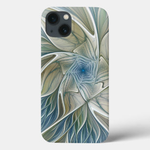 Blumen-Traum-Muster abstraktes Blau Khaki Fraktal Case-Mate iPhone Hülle