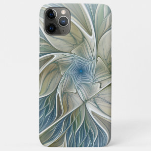 Blumen-Traum-Muster abstraktes Blau Khaki Fraktal Case-Mate iPhone Hülle