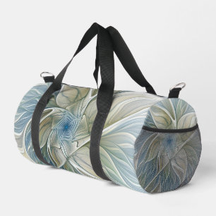 Blumen-Traum-Muster abstraktes Blau Khaki Fraktal Duffle Bag