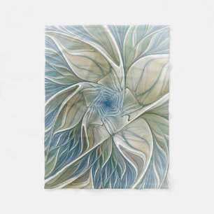 Blumen-Traum-Muster abstraktes Blau Khaki Fraktal Fleecedecke