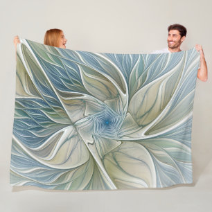 Blumen-Traum-Muster abstraktes Blau Khaki Fraktal Fleecedecke
