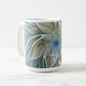 Blumen-Traum-Muster abstraktes Blau Khaki Fraktal Kaffeetasse (Vorderseite Links)