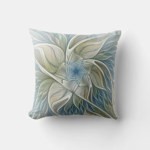 Blumen-Traum-Muster abstraktes Blau Khaki Fraktal Kissen