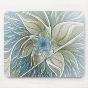 Blumen-Traum-Muster abstraktes Blau Khaki Fraktal Mousepad