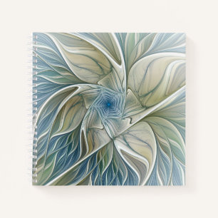 Blumen-Traum-Muster abstraktes Blau Khaki Fraktal Notizblock