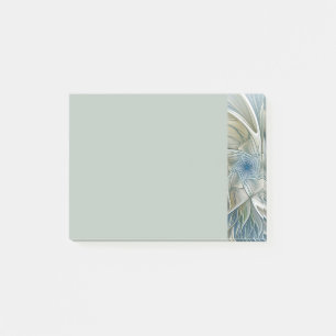 Blumen-Traum-Muster abstraktes Blau Khaki Fraktal Post-it Klebezettel