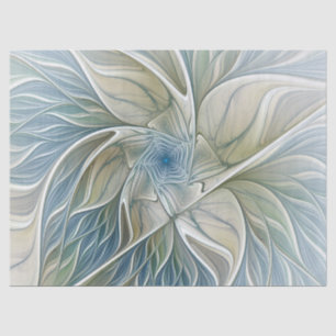 Blumen-Traum-Muster abstraktes Blau Khaki Fraktal Seidenpapier