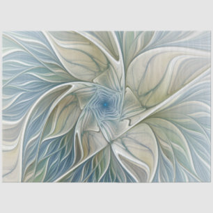 Blumen-Traum-Muster abstraktes Blau Khaki Fraktal Seidenpapier