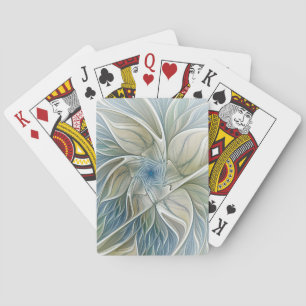 Blumen-Traum-Muster abstraktes Blau Khaki Fraktal Spielkarten