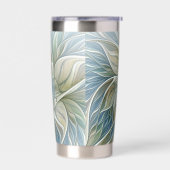 Blumen-Traum-Muster abstraktes Blau Khaki Fraktal Thermobecher (Links)