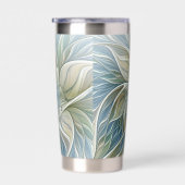 Blumen-Traum-Muster abstraktes Blau Khaki Fraktal Thermobecher (Rechts)
