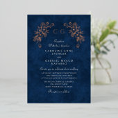 Blumen-Tulpen-Monogramm-Hochzeit Folieneinladung (Stehend vorne)