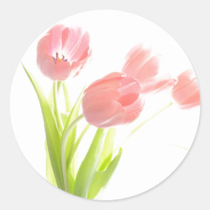 Blumen-Tulpen-Sticker in Rosa Runder Aufkleber