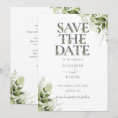 Blumen-Typografie QR-Code Hochzeit Save The Date (Vorne/Hinten)