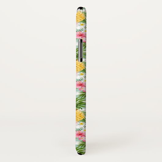 Blumen u. Ananas-aquamarine Streifen | addieren Case-Mate iPhone Hülle (Hinten/Rechts)