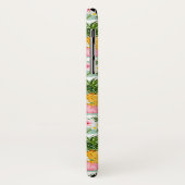 Blumen u. Ananas-aquamarine Streifen | addieren Case-Mate iPhone Hülle (Hinten/Links)