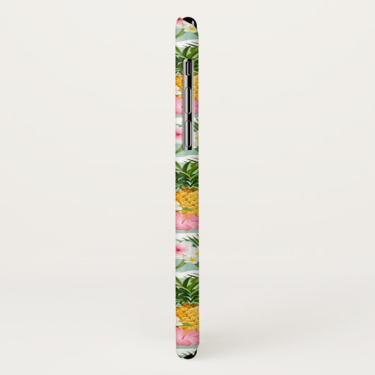Blumen u. Ananas-aquamarine Streifen | addieren Case-Mate iPhone Hülle (Hinten/Links)