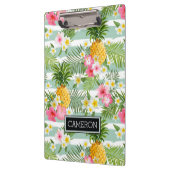 Blumen u. Ananas-aquamarine Streifen | addieren Klemmbrett (Links)