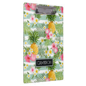 Blumen u. Ananas-aquamarine Streifen | addieren Klemmbrett (Rechts)