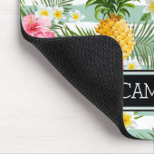 Blumen u. Ananas-aquamarine Streifen | addieren Mousepad (Ecke)