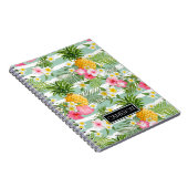 Blumen u. Ananas-aquamarine Streifen | addieren Notizblock (Rechte Seite)